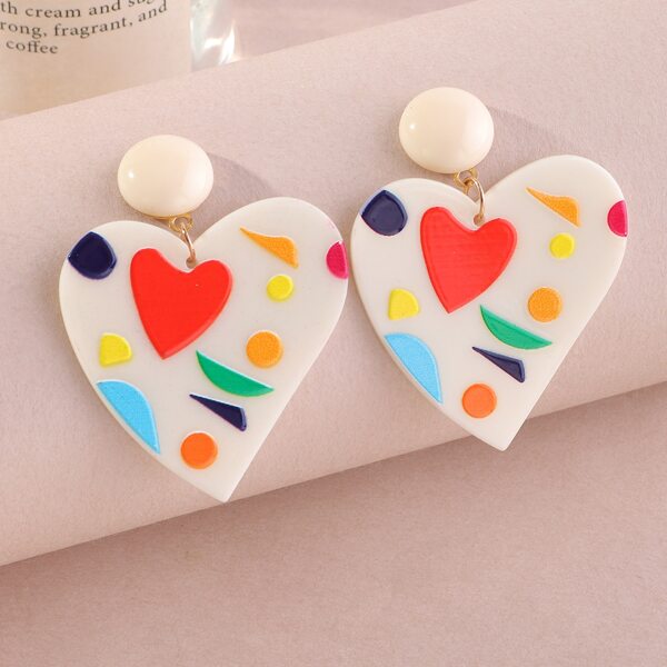 

Heart Decor Drop Earrings, Multicolor