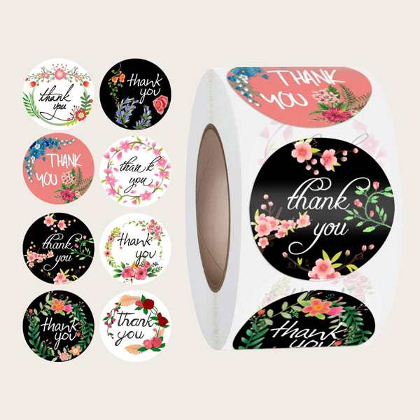 

1roll Flower & Slogan Graphic Gift Sticker, Multicolor