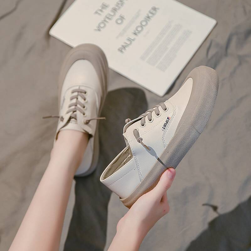 

Letter Graphic Lace-up Front Canvas Sneakers, Beige