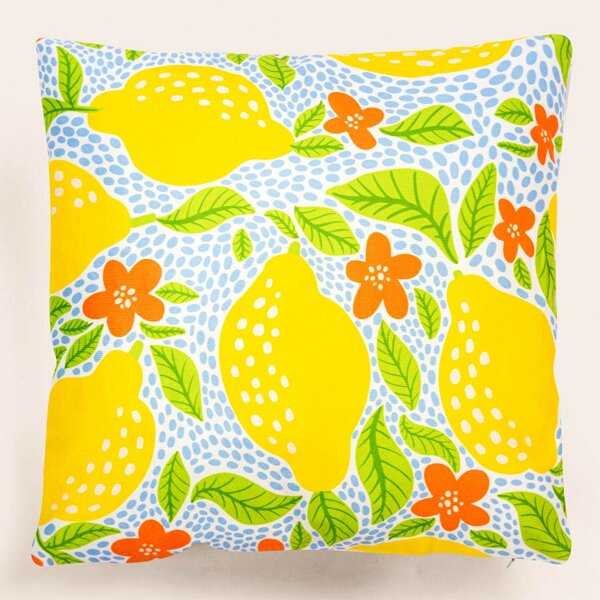 

Lemon Print Cushion Cover Without Filler, Multicolor