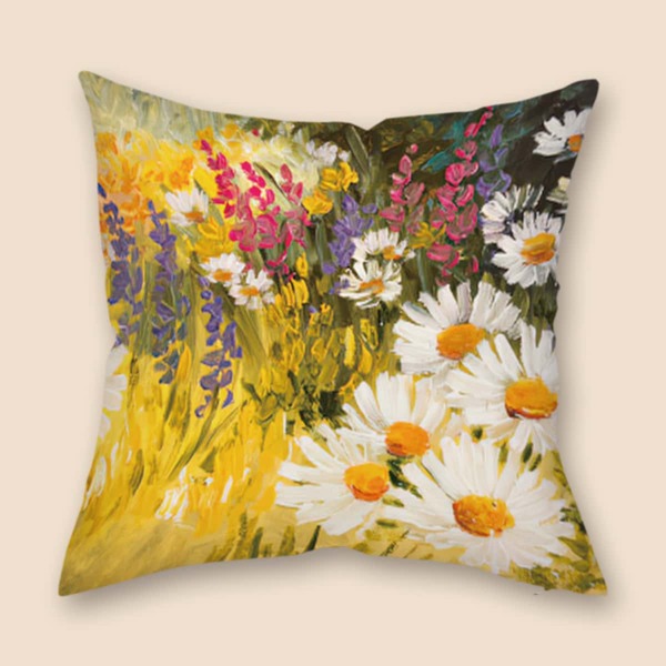 

Flower Print Cushion Cover Without Filler, Multicolor