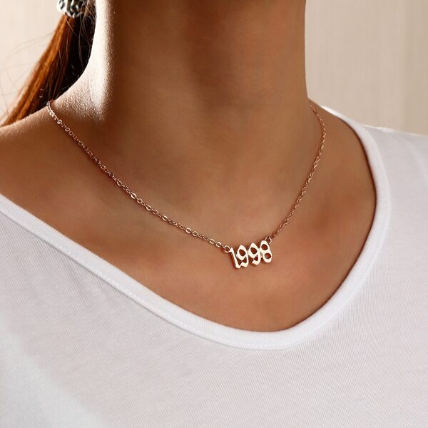 

Number Charm Necklace, Rose gold