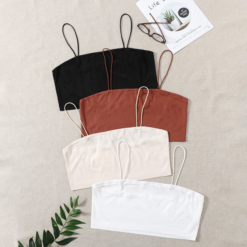 

Plus 4pcs Solid Sleep Cami Top, Multicolor