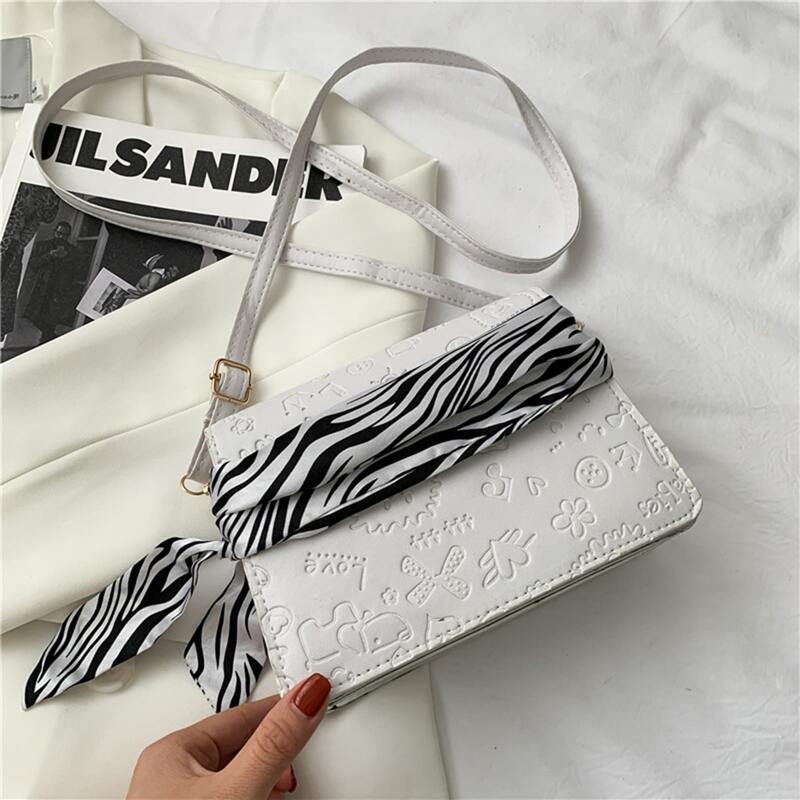 

Cartoon Embossed Square Bag, White