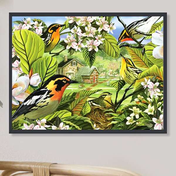 

Floral & Bird Pattern Diamond Painting Without Frame, Multicolor