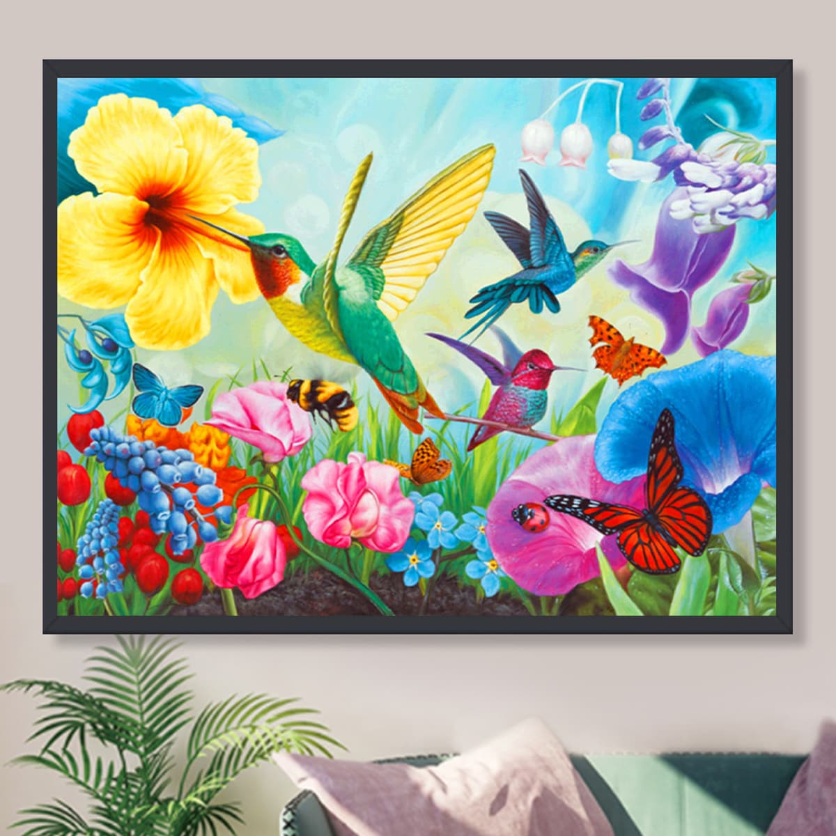 

Flower Print DIY Diamond Unframed Painting, Multicolor