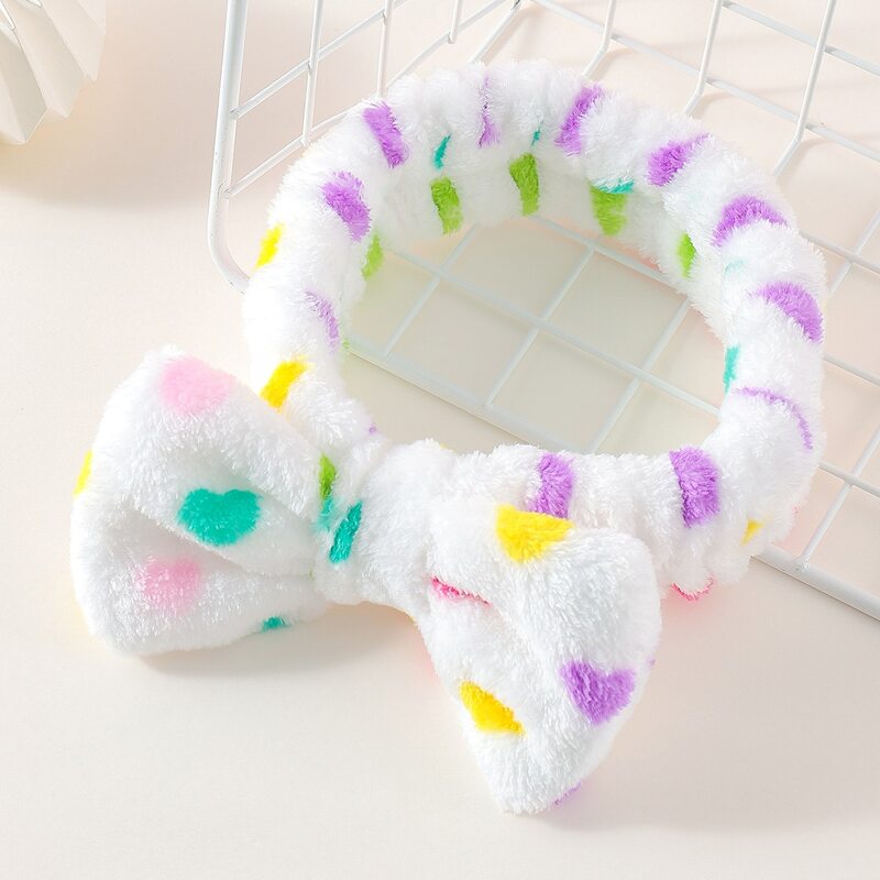 

1pc Heart Print Bath Headband, Multicolor
