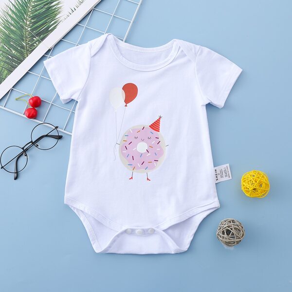 

Baby Girl Donut Print Bodysuit, White
