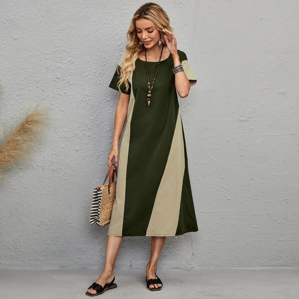 

Colorblock Tunic Dress, Multicolor