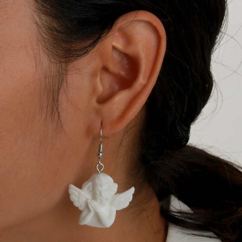 

Figure Charm Earrings, White