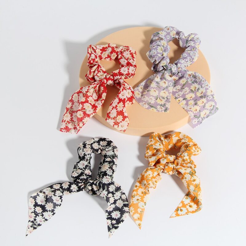 

4pcs Ditsy Floral Scrunchie Scarf, Multicolor