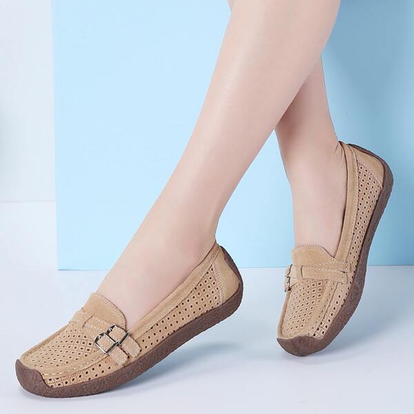 

Two Tone Hollow Out Slip On Sneakers, Apricot