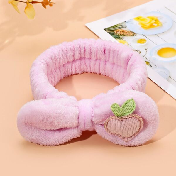 

1pc Peach Decor Bath Headband, Pink