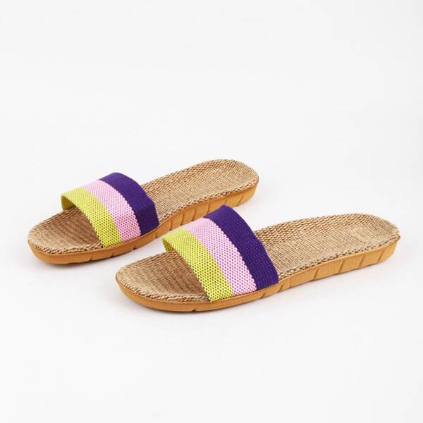 

Colorblock Striped Pattern Slides, Multicolor