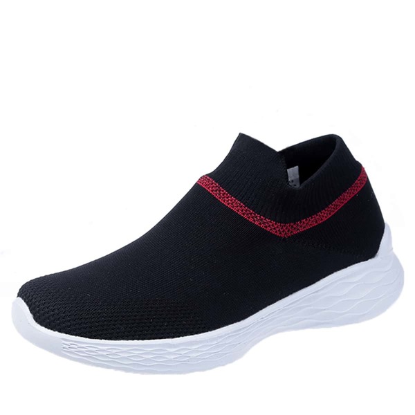 

Minimalist Knit Detail Slip On Running Shoes, Black