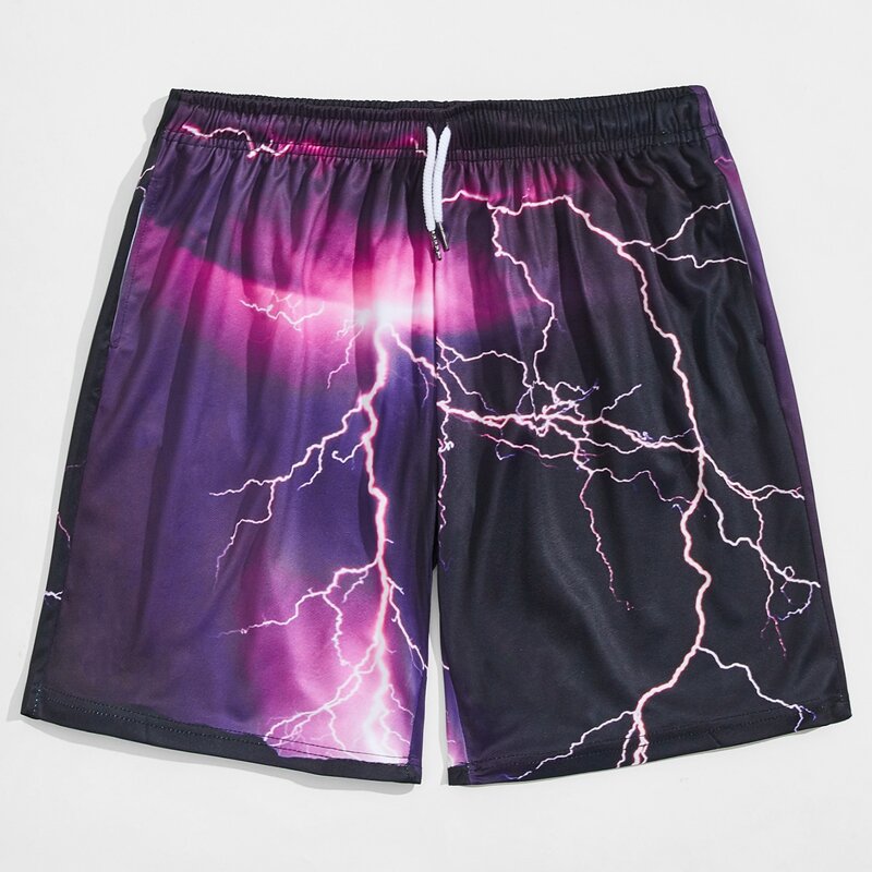 

Guys Lightning Print Shorts, Purple