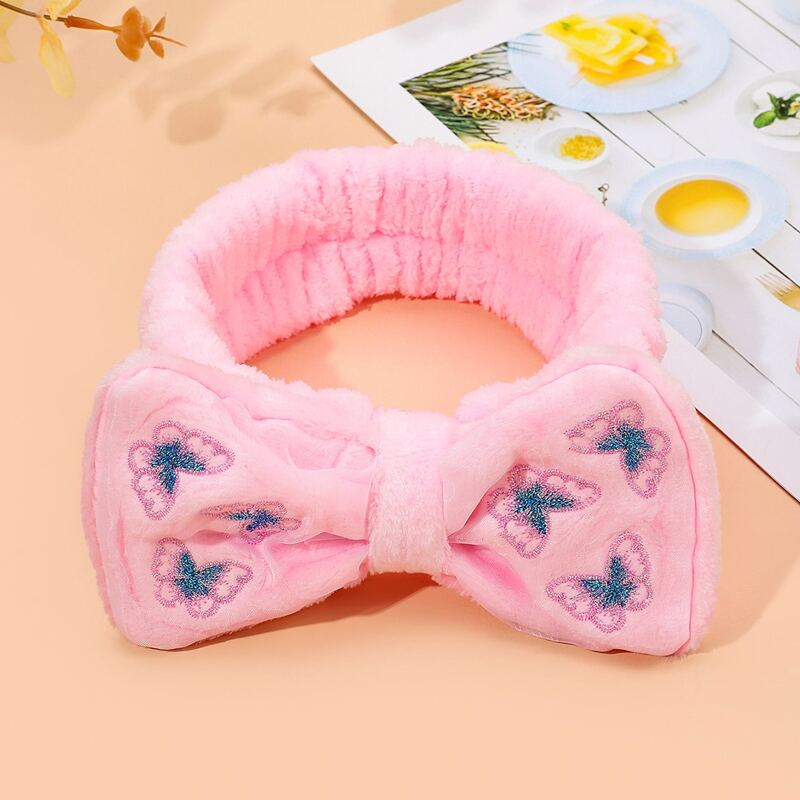 

Butterfly Embroidery Bath Headband, Pink