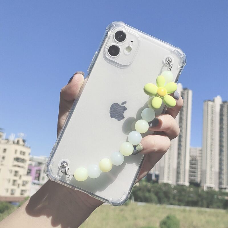 

3D Flower Decor Hand Strap Phone Case, Multicolor