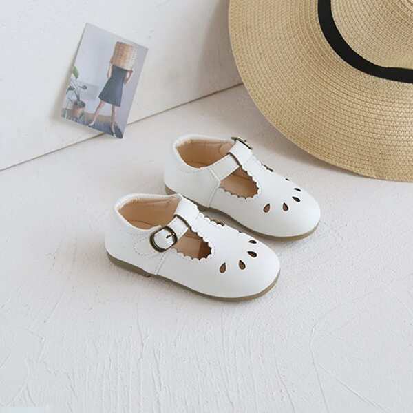 

Toddler Girls Hollow Out Velcro Strap Flats, White