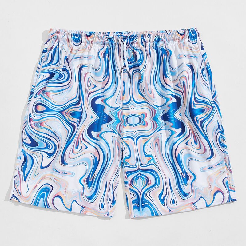 

Guys Marble Print Shorts, Baby blue