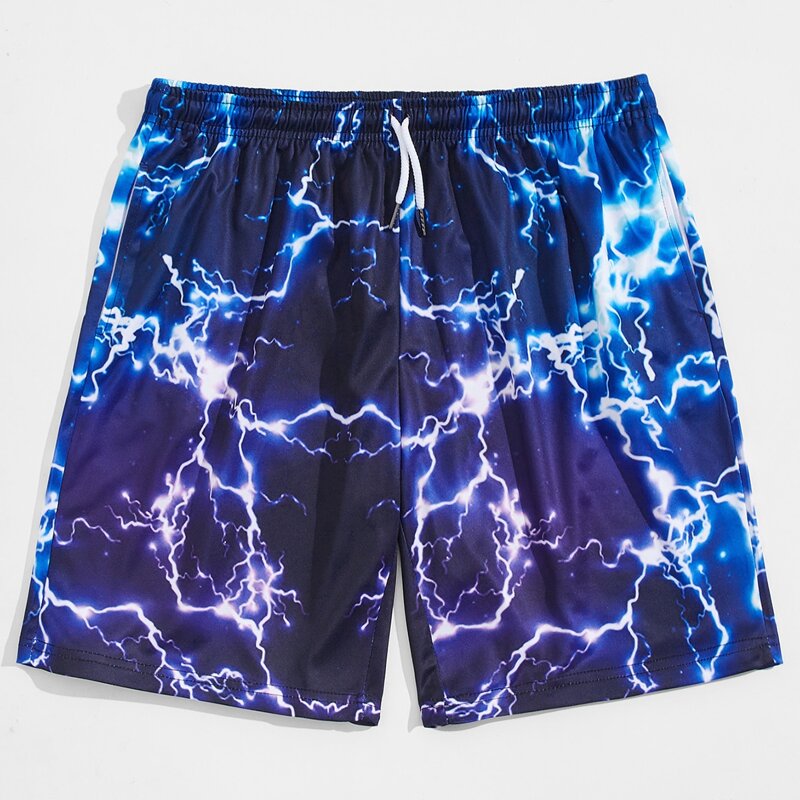 

Guys Lightning Print Drawstring Shorts, Navy blue