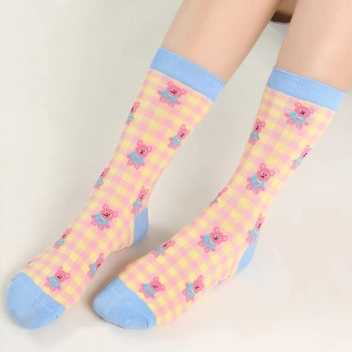 

Cartoon Bear Crew Socks, Multicolor