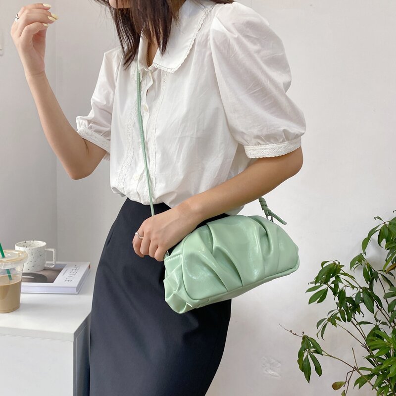 

Ruched Crossbody Bag, Green