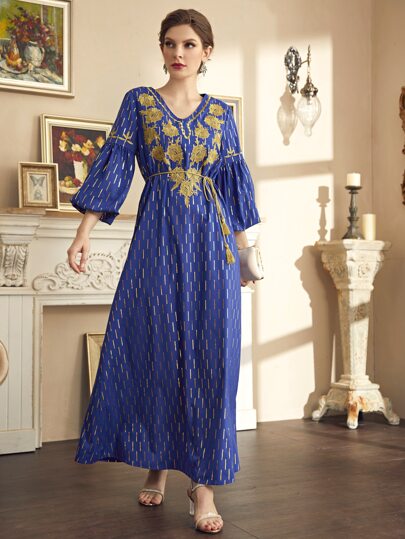 Al Najma 滿版圖案刺繡腰帶土耳其長袍