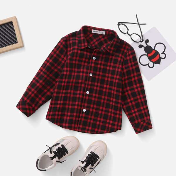 

Toddler Boys Plaid Button Front Shirt, Burgundy