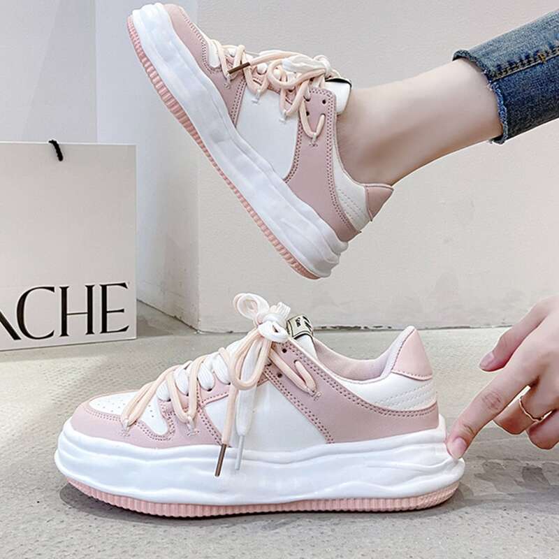 

Double Lace-Up Skate Sneakers, Pink