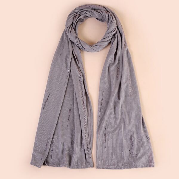

Rhinestone Decor Scarf, Grey