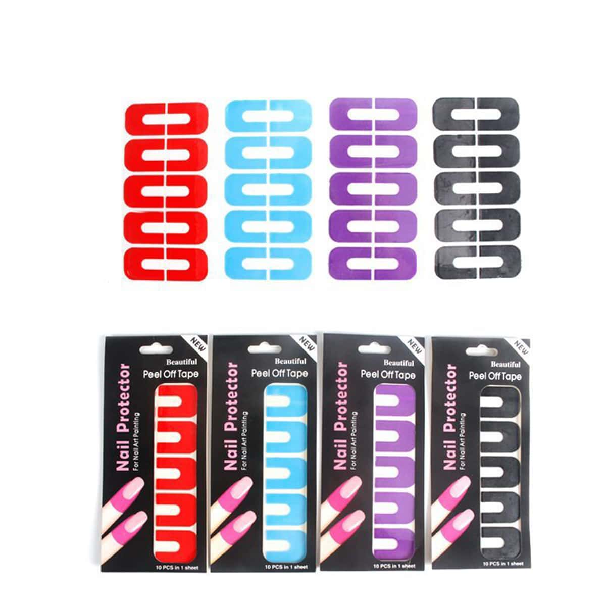 

1pc Random Color Nail Art Form Guide Sticker, Black