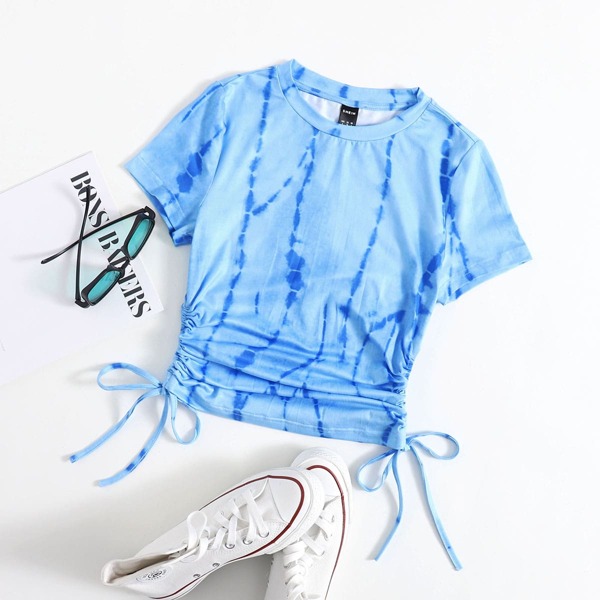 

Tie Dye Drawstring Tee, Blue