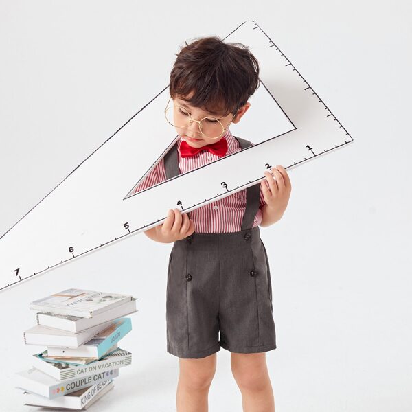 

Toddler Boys Suspender Shorts & Striped Print Shirt, Multicolor