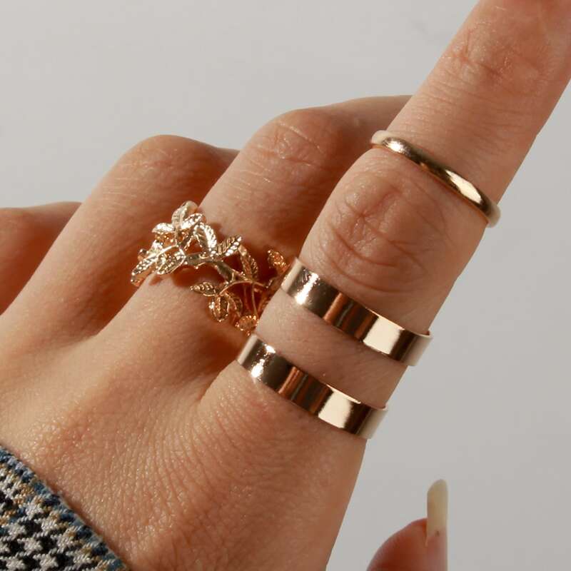 

3pcs Hollow Out Ring, Gold