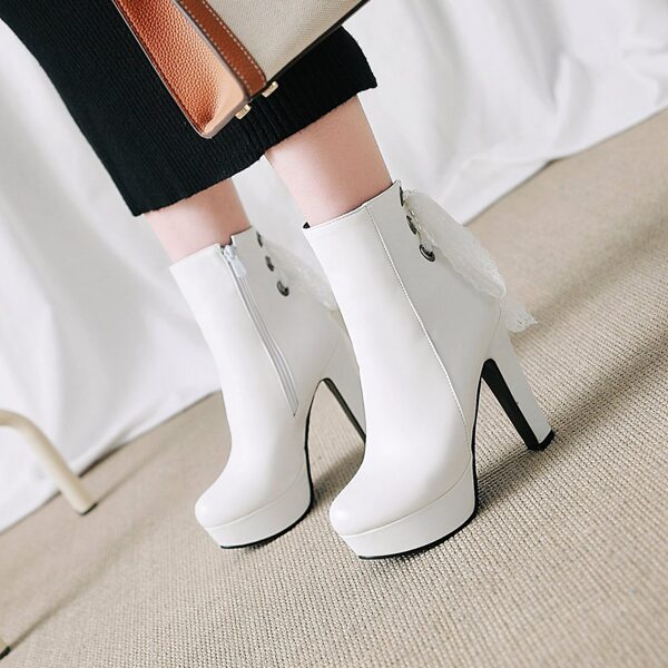 

Lace Up Back Flatform Boots, White