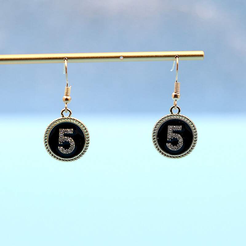 

Rhinestone Decor Geo Charm Earrings, Black