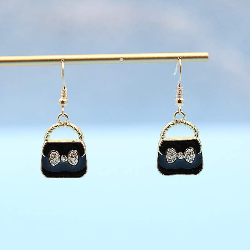 

Bag Decor Charm Earrings, Black