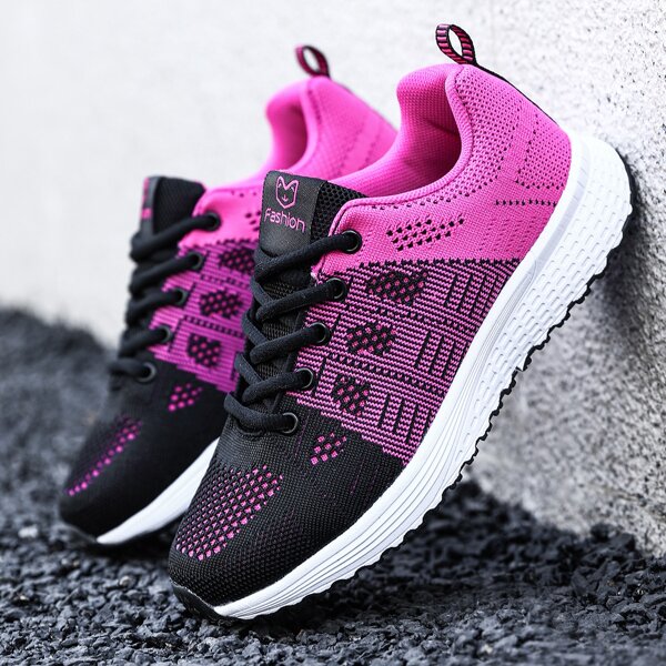 

Lace-up Front Running Shoes, Black