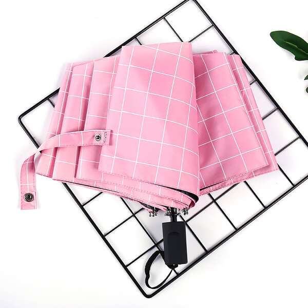 

1pc Plaid Pattern Random Sunscreen Umbrella, Multicolor