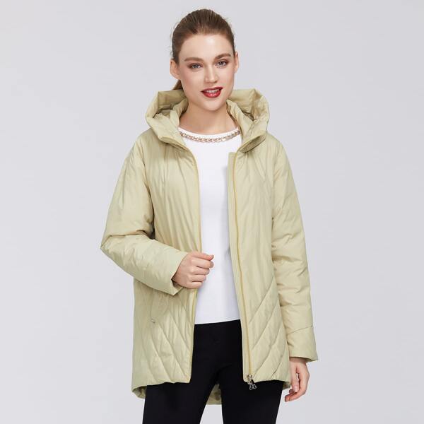 

Hooded Zipper Puffer Coat, Khaki