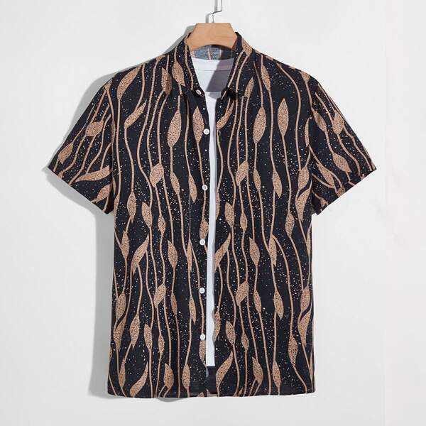 

Men 1pc Allover Print Button Up Shirt, Multicolor