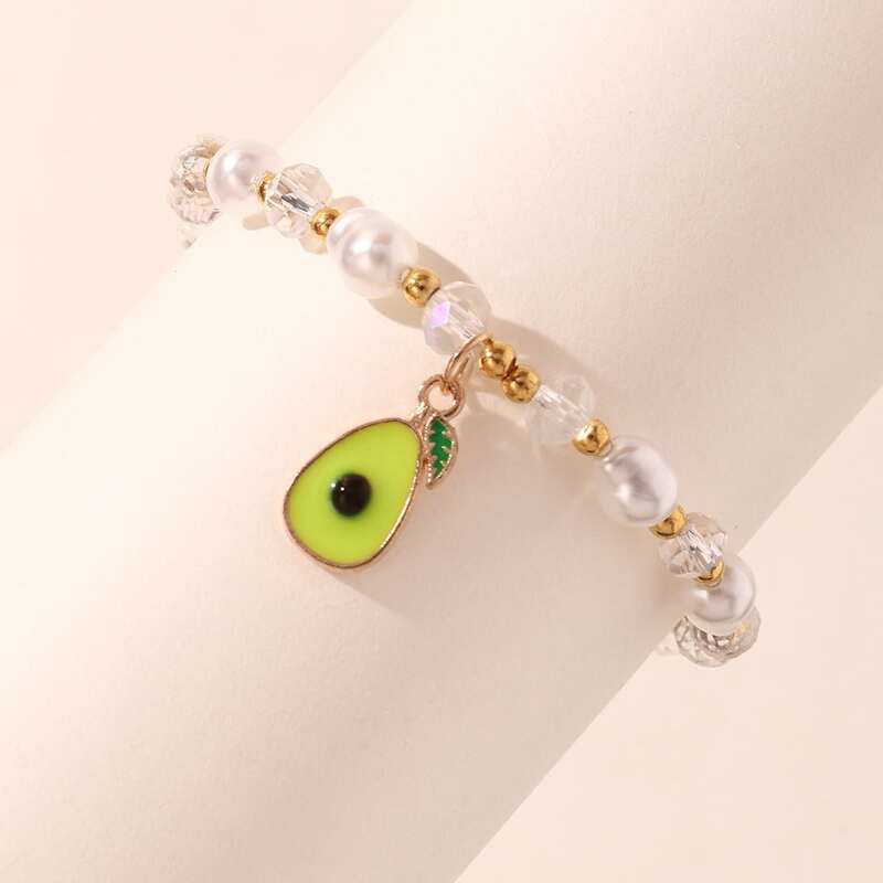 

Fruit Charm Beaded Bracelet, Green