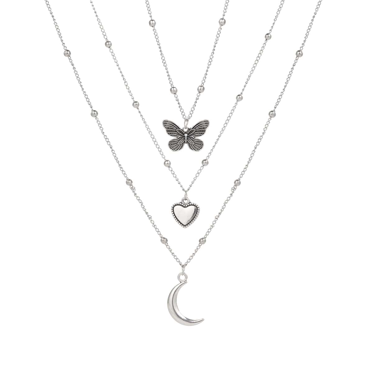 

3pcs Butterfly Pendant Necklace, Antique silver