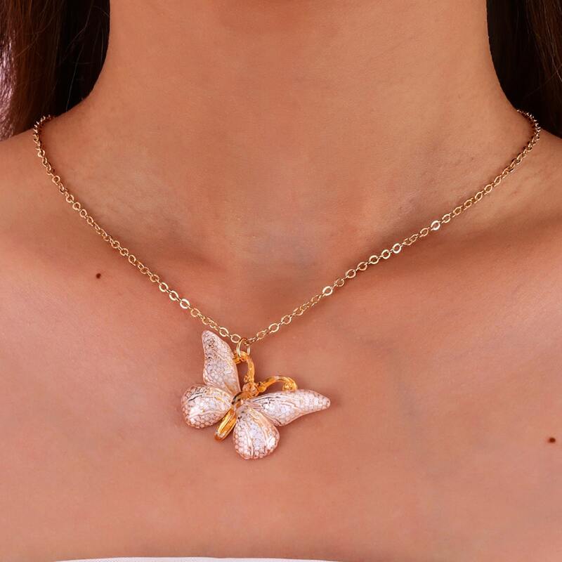 

Butterfly Pendant Chain Necklace, Multicolor