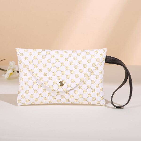 

Graphic Print Envelope Bag, White