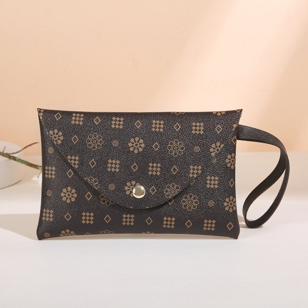 

Graphic Print Envelope Bag, Coffee brown
