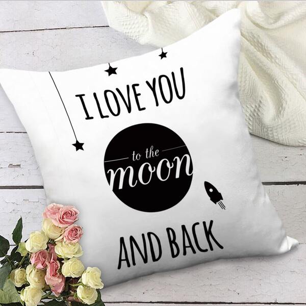 

Slogan Graphic Cushion Cover Without Filler, Black and white