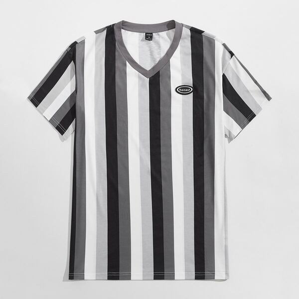 

Men Striped Patch Detail Tee, Multicolor