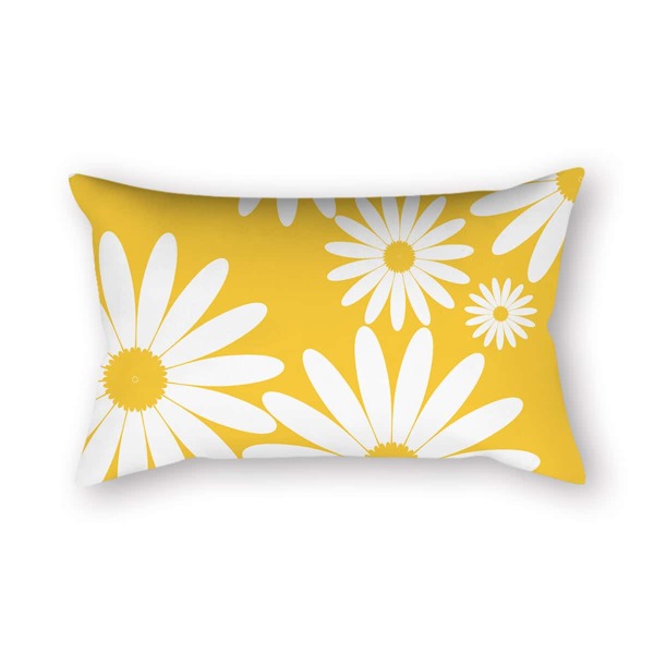 

Daisy Pattern Lumbar Pillow Cover Without Filler, Multicolor